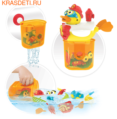 Yookidoo Игрушка водная "Утка-пожарный" с водометом и аксессуарами (фото, вид 2)