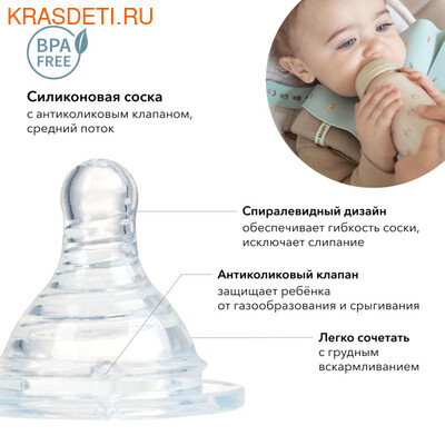 Бутылочка Happy Baby термо с силиконовой соской и соской-поильником 200 мл (фото, вид 4)